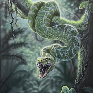 Emerald Tree Boa - 18"x 24" - Original Artwork - Free US Shipping