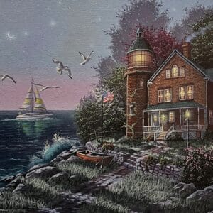 Peaceful Lighthouse - 16"x 20" - Original Artwork - Free US Shipping