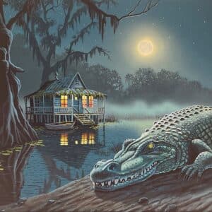 Swamp Summer Night - 24"x 30" - Original Artwork - Free US Shipping