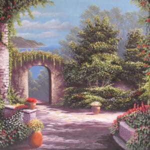 Tuscan Courtyard - 18"x 24" - Original Artwork - Free US Shipping